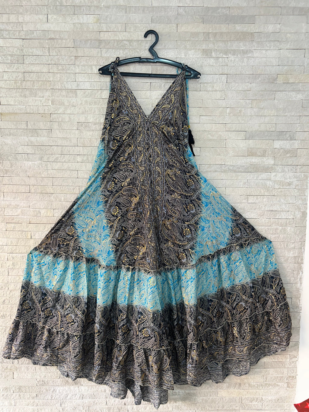 Boho Print Maxi Dress with Adjustable Straps – One Size (US 8–18)