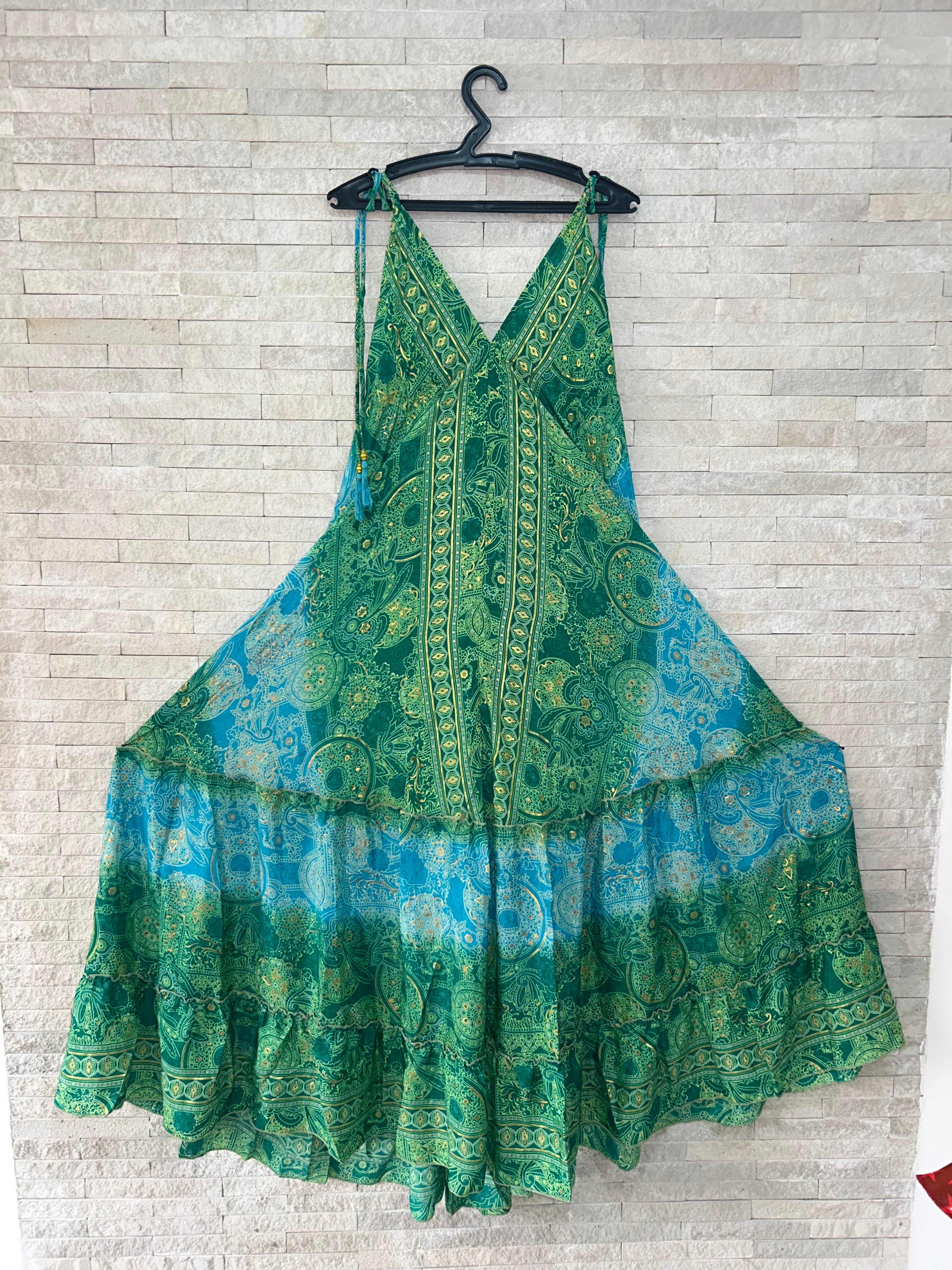 👗 Boho Print Maxi Dress with Adjustable Straps – One Size (US 8–18)