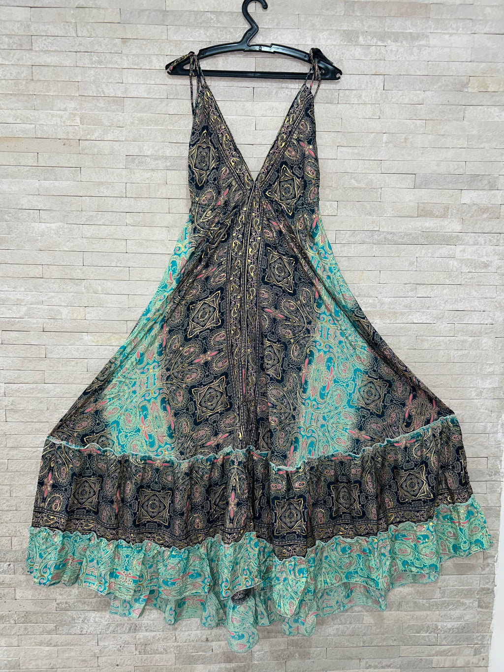 Boho Print Maxi Dress with Adjustable Straps – One Size (US 8–18)