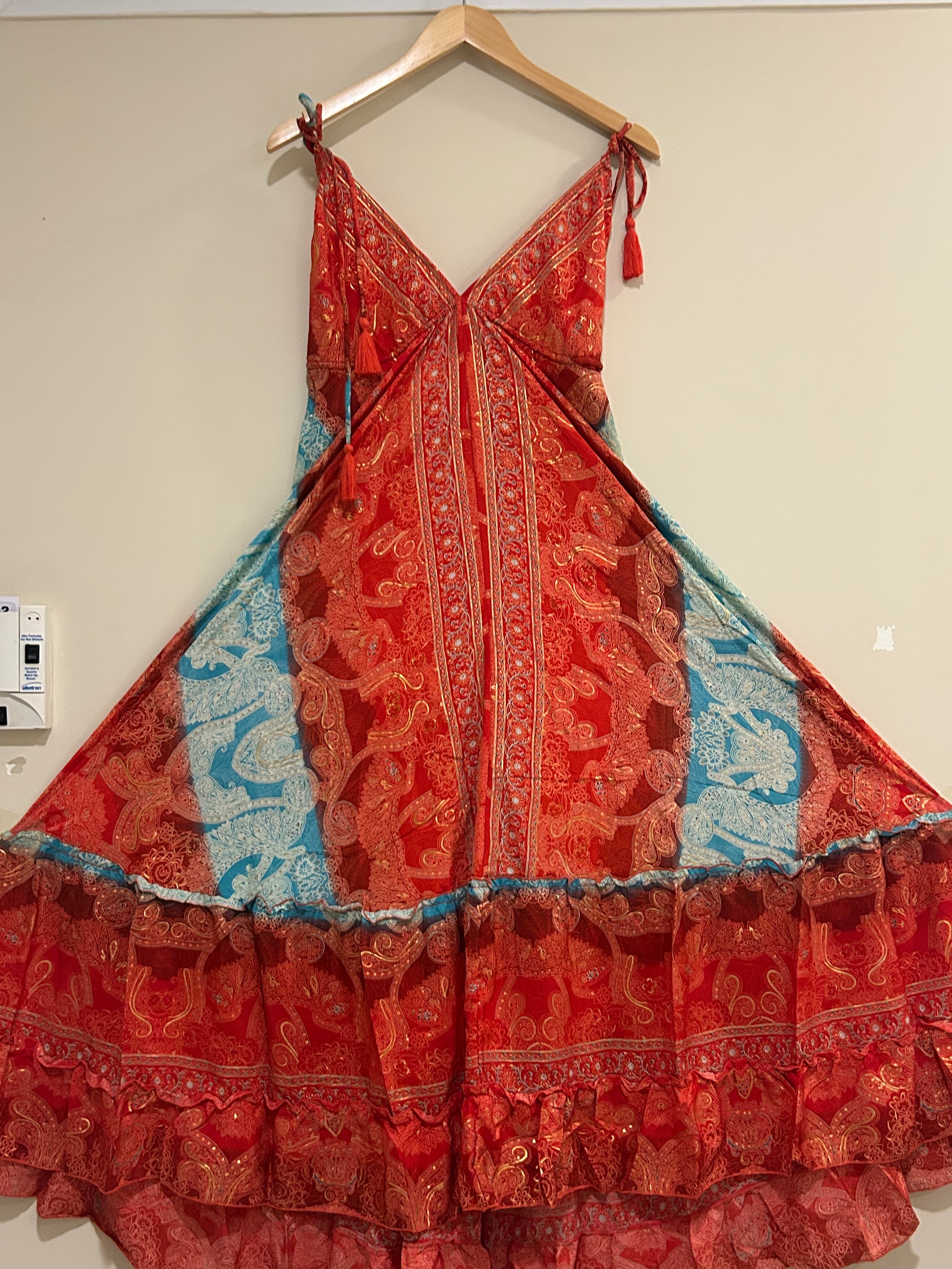 🔴🌸 Bohemian Halter Dress in Berry & Rose