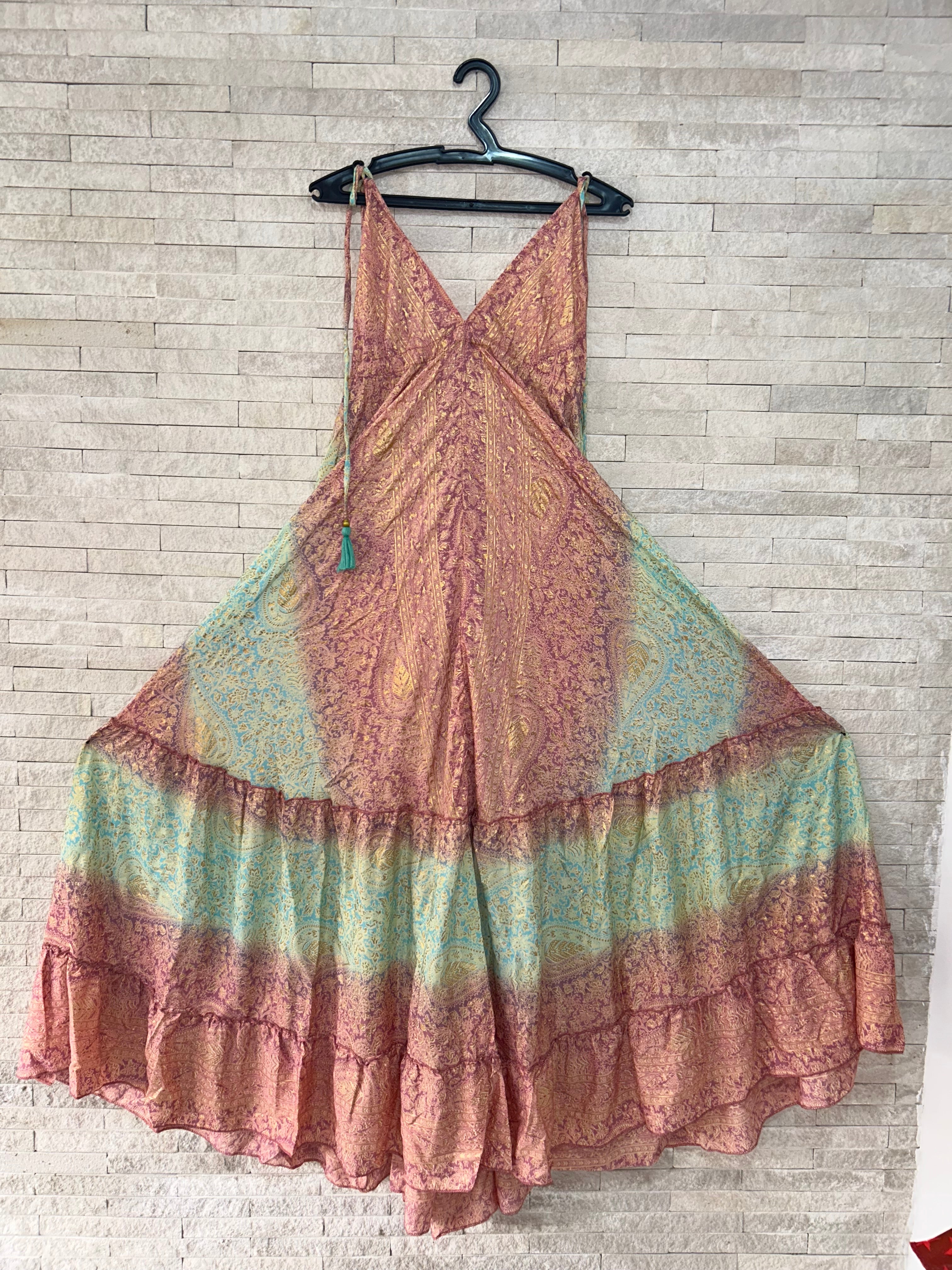 👗 Boho Print Maxi Dress with Adjustable Straps – One Size (US 8–18)